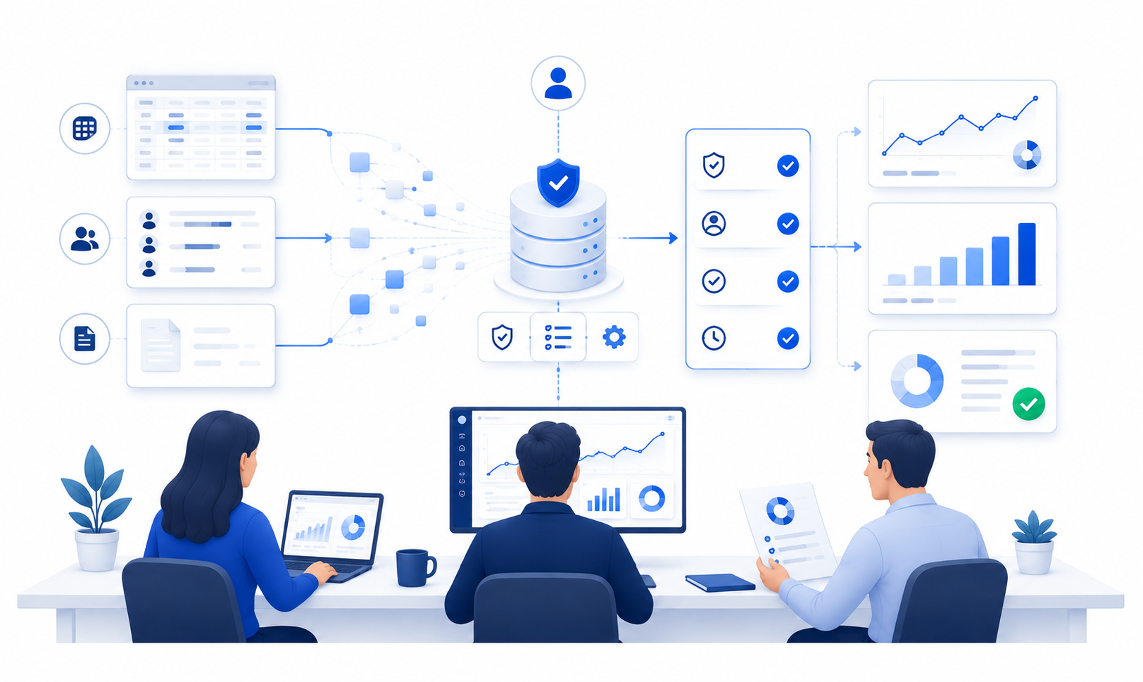 After state: governed data, quality controls, and trusted dashboards.